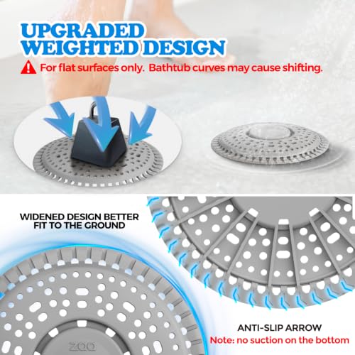 Zaa 5.5 Inch Silicone Drain Cover for Flat Floor Shower & Bathroom Drains - Gray