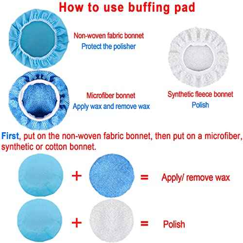 SIQUK 17 Pieces 3 Inch Buffing Pads Foam Polishing Pad Wax Buffer Polish Pads Bonnets Car Polishing Buffing Pad Buffer Attachment for Drill