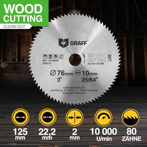 3 Inch Circular Saw Blade for Wood, Plywood, Laminate, Drywall, Plastic ? 80T Wood Cutting Circular Saw Blade with 3/8 Inch Arbor from GRAFF