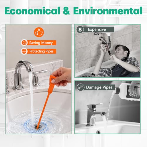 3 Pack Drain Snake Hair Clog Remover - Flexible Shower & Sink Unclogger Tool