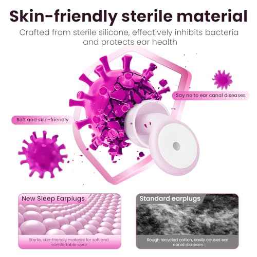 Ear Plugs for Sleeping Noise Reduction, 30dB Ear Plugs for Hearing Protection, 4 Pair Eartips Silicone Soft Reusable EarPlugs for Sleep, Concert, Focus with Case