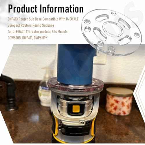DNP613 Router Sub Base Compatible With DEWALT 20V Compact Routers Round Subbase, Adopts a Transparent Design Ensure Maximum Visibility in Operation - for DEWALT 611 Router Models (Round)