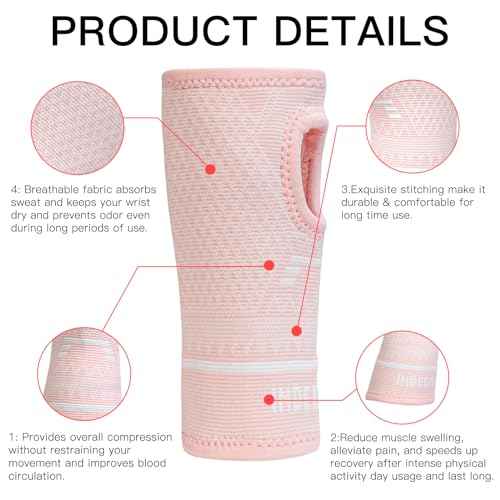 INDEEMAX Copper Wrist Compression Sleeve 1 Pair, Comfortable Hand Brace Support for Arthritis, Tendonitis, Sprains, Workout, Carpal Tunnel - Left & Right - Women and Men (Pink, S)