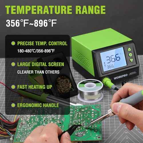 WORKPRO Soldering Station, 60W Soldering Iron Kit with Digital Display and 5 Extra Iron Tips, Precision Temperature Control Solder Station for Electronic Repair, DIY Enthusiasts