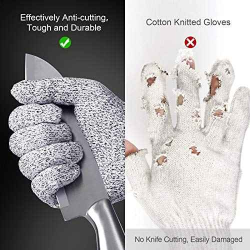 Cutting Gloves, 2 Pairs Cut Resistant Gloves, Cut Proof Gloves Kitchen, Cutting Gloves for Chef, Cut Gloves, Grey