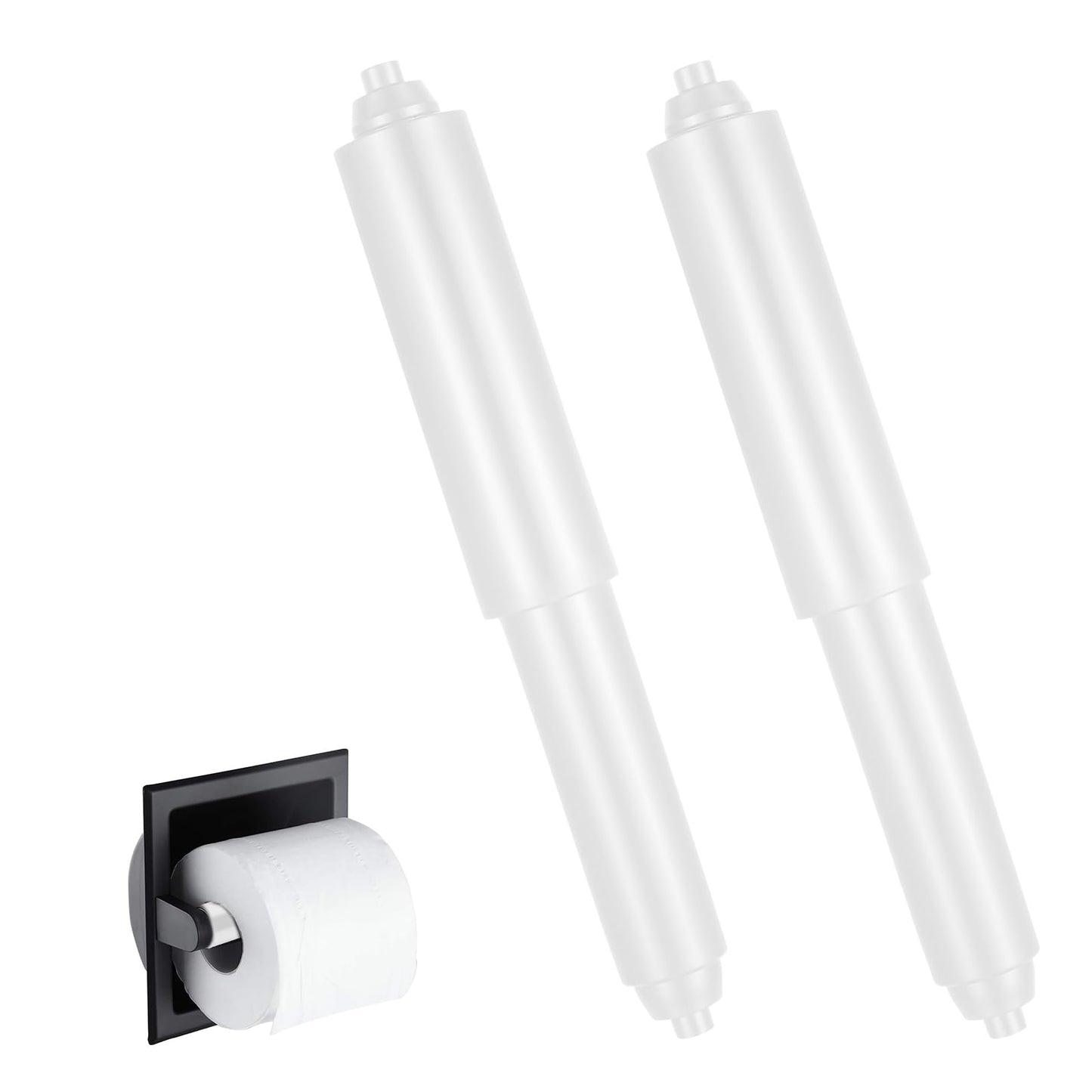 2Pcs Replacement Toilet Paper Holder Roller, Adjustable Toilet Papers Roll Holder, Universal Toilets Paper Spring Rod, Plastic Tissue Spindle for Toilets Bathrooms(White)