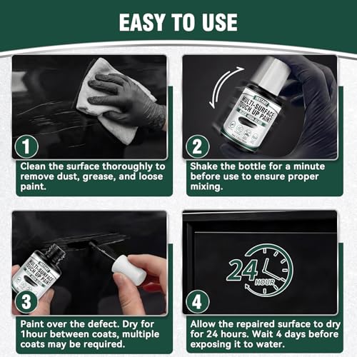 Vigorder High-Gloss Black Touch Up Paint Pen for Multi-Surface Scratch Repair, 1.5 Fl Oz