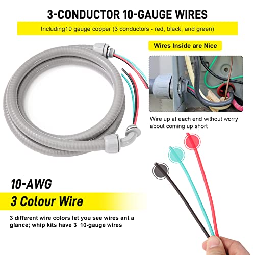4ft Power Whip Assembly Kit 1/2" Non-Metallic Flexible Liquid Tight Conduit