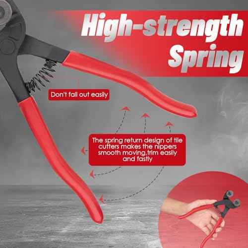 Glass Tile Nippers 7", Heavy Duty Wheeled Glass Mosaic Nipper, Glass Nippers with Soft Rubber Handle for Stained Glass, Ceramic Tile Nipper Mosaic Tools with 2 Replacement Blades, an Allen Wrench