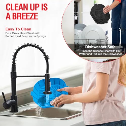 Xabzhzn 2 Pack Air Fryer Silicone Liners for 2-3 Qt Small Fryers, Blue & Black