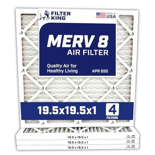 Filter King 19.5x19.5x1 Air Filter | 4-PACK | MERV 8 HVAC Pleated A/C Furnace Filters | MADE IN USA | Actual Size: 19.5 x 19.5 x .75"