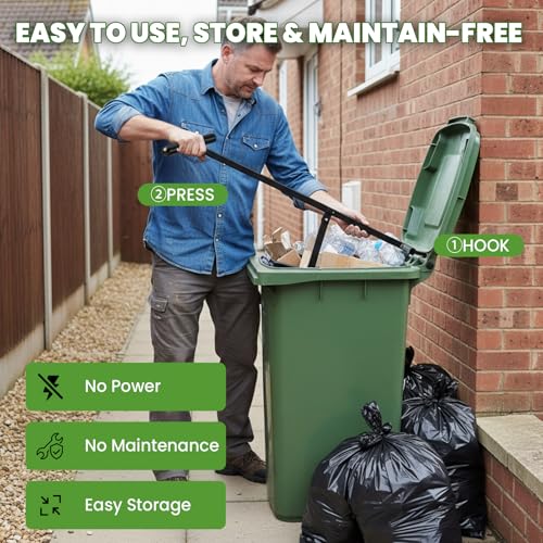 Manual Trash Compactor for 360L Wheelie Bin - Adjustable Depth & Heavy-Duty Plate