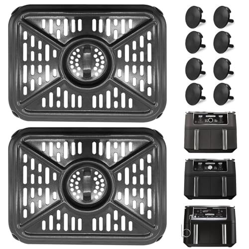 Air Fryer Grill Pan for Ninja DZ302 DZ401 DZ550 10QT DualZone - Griddle Crisper Plate with Rubber Bumpers