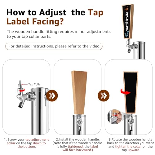 2PCS Beech Beer Tap Handle Keg Handle 3/8"-16 UNC Keg Tap Handle with Pens