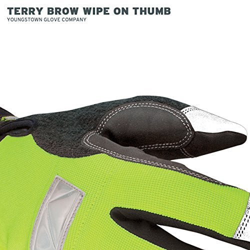 Youngstown Glove Hi-Visibility Waterproof Thinsulate Winter Work Gloves for Men- Windproof, Insulated, Synthetic - Green/Gray
