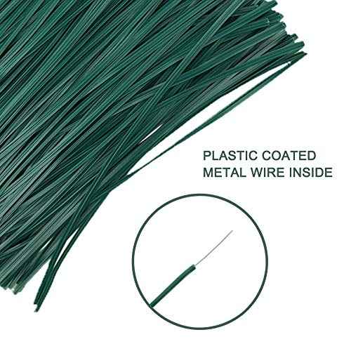 POYEE 6" 15cm Garden Twist Ties Plastic Garden Plant Support Cable Cord Ties (100, Green)