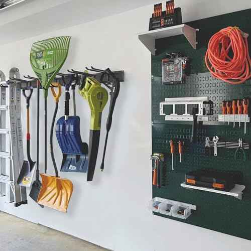 Wall Mount Tool Storage Rack, Heavy Duty Garage Storage Tool Organizer, Garden Tool Wall Hooks and Hangers, Hold Up to 350lbs (Black 6pcs)