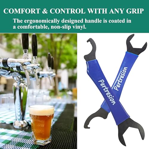 Pertresion 2-Pack Heavy Duty 304 Stainless Steel Beer Faucet Wrench - Dual Head Spanner & Hex Nut for Keg Coupler | Black
