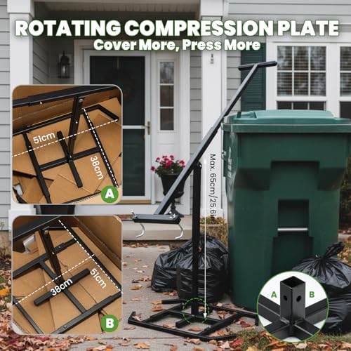 Manual Trash Compactor for 360L Wheelie Bin - Adjustable Depth & Heavy-Duty Plate