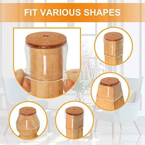 VIUME 24 Pcs Chair Leg Floor Protectors for Hardwood Floors Silicone Covers to Protect Wood Tile Floors Felt Pads Furniture Leg Caps Anti-Scratch Reduce Noise (Fit:1.3"-2")