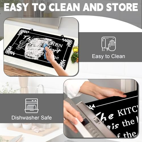ENCHAN Black 28x20 Inch Glass Stove Top Cover Protector, Heat-Resistant Rubber Counter Mat
