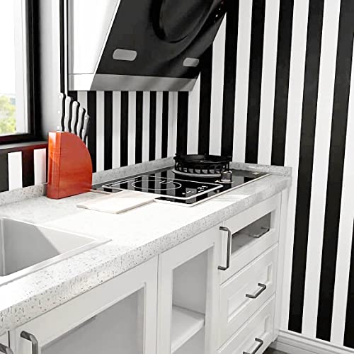 Qianglive Black and White Striped Peel and Stick Wallpaper 17.3x120