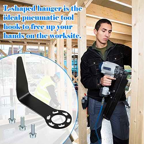 889661M Steel L Shaped Rafter Hook Replacement with Bolt, Pneumatic Tool Rafter Hook Compatible with Hitachi Nail Gun NR83A5, NR83A5(S), NR83AA5, NV83A5, NR90AC5, NT65A5, NV75A5(Black,1 Set)