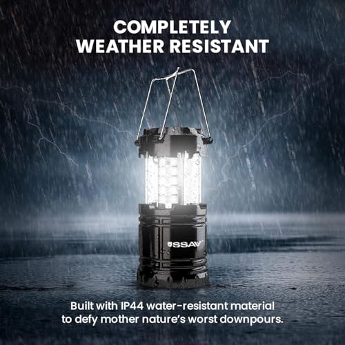 SSAV 3-Pack Black Battery Powered LED Camping Lanterns - Collapsible & Portable