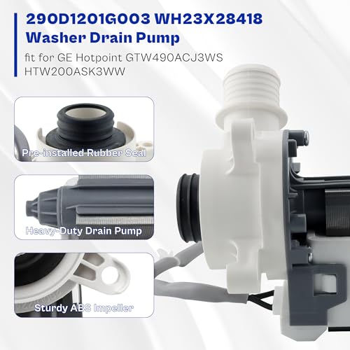 GE Washer Drain Pump 290D1201G003 WH23X28418 Compatible, GTW680/GTW490 Series