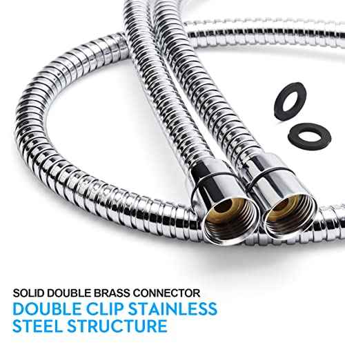 Shower Hose, 79 Inches Extra Long Stainless Steel Handheld Shower Head Hose with Brass Insert and Nut - Durable and Flexible(Chrome)