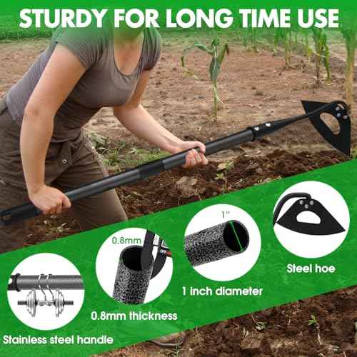Hoe Garden Tool, Hollow Hoe Gardening Weeding Tool, 55" Long Handle Heavy Duty Manual Weeder Gardening Hand Tools for Weeding, Digging, Loosening Soil