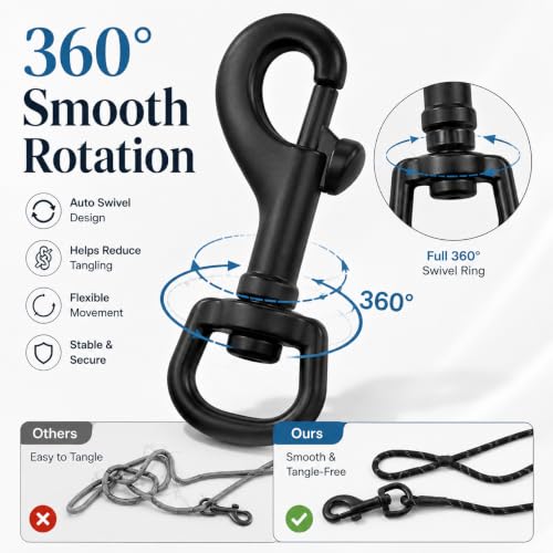 4 Pack Heavy Duty Black Zinc Alloy Swivel Eye Bolt Snaps - Flag, Dog Leash, Keychain Clamps