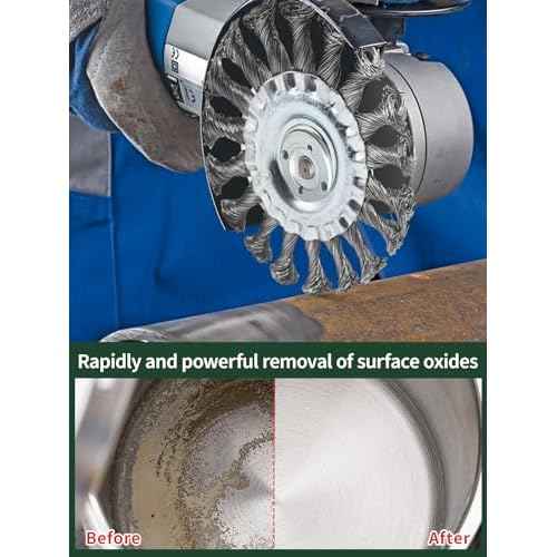 Crimped Wire Wheel Brush 4in 5/8-11 Threads Arbor for 4-1/2" Angle Grinder Metal Rust Paint Stain Removal - 1pcs