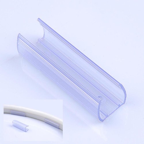DELight 2" Plastic U Channel System 50PCS Clear PVC Universal LED Track Mounting Holder Accessories for 9/16" Neon Flex Strip Light Outdoor Indoor