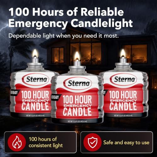 Sterno 100-Hour Emergency Candles 6-Pack for Power Outages & Storms