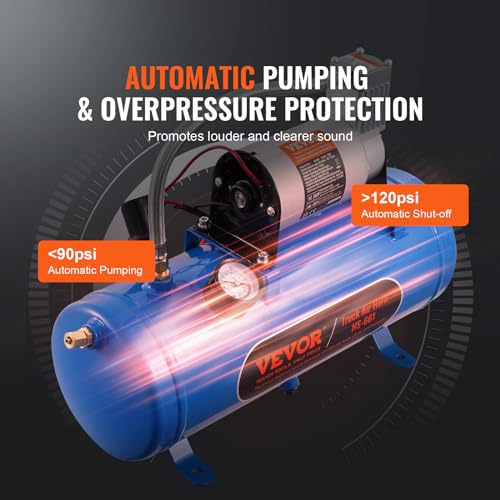 VEVOR 12V Blue Air Compressor with 1.6 Gallon Tank for Tire & Air Mattress Inflation