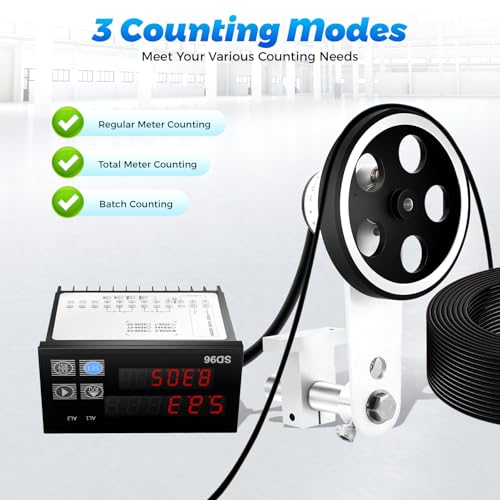 Digital Length Meter Counter 0-999999m/3280837ft with 3 Modes, Dual Relay Alarm