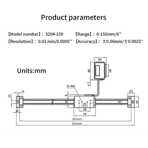 Digital LCD Linear 0-150mm/0-6inch Accurate Digital Readout Lathe Scale for Milling Machines