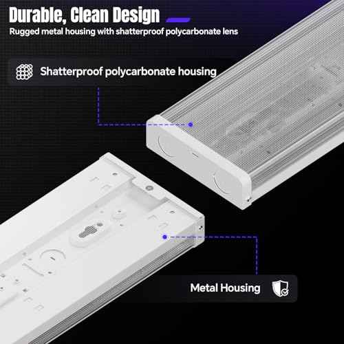 4FT LED Wraparound Light 75W/65W/55W, 8250lm/7150lm/6050lm, 3000K/4000K/5000K 4 Foot LED Wrap Light Fixture,Flush Mount Office Ceiling Light for Garage Workshop, Fluorescent Light Replacement, ETL