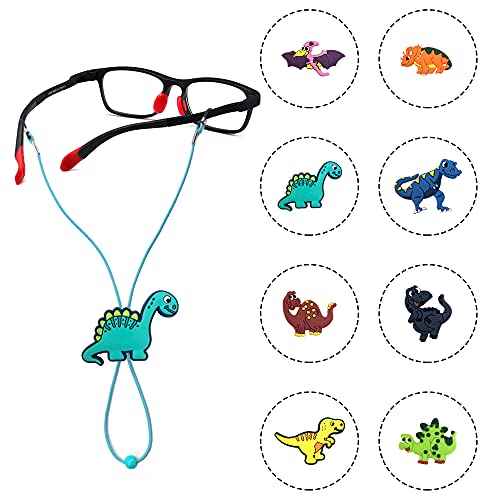 ZXSWEET 8 PCS Kids Glasses Strap Adjustable Dinosaur Anti-slip Eyeglass Straps for Boys Girls