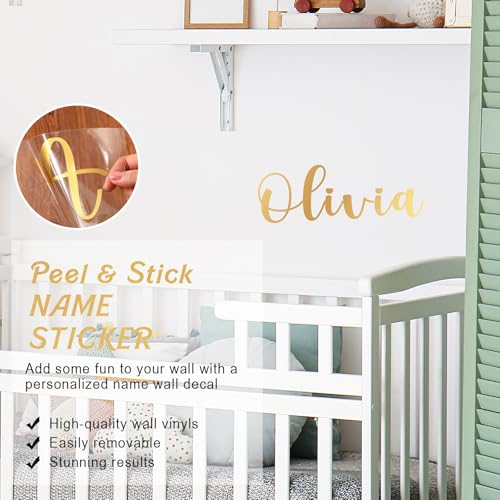 Boao Personalized Name Letter Wall Decal - Elegant Script, Gold, Medium Size