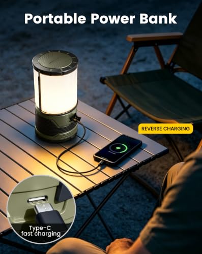 Rechargeable LED Camping Lantern 1200LM with Power Outage Emergency Light