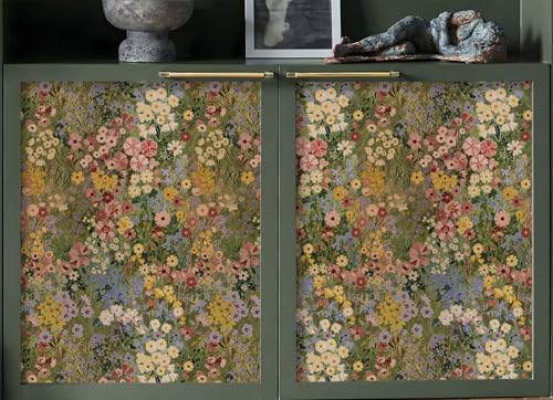 Vintique Peel and Stick Floral Wallpaper - Green, Pink, Yellow - 17.3" x 118"