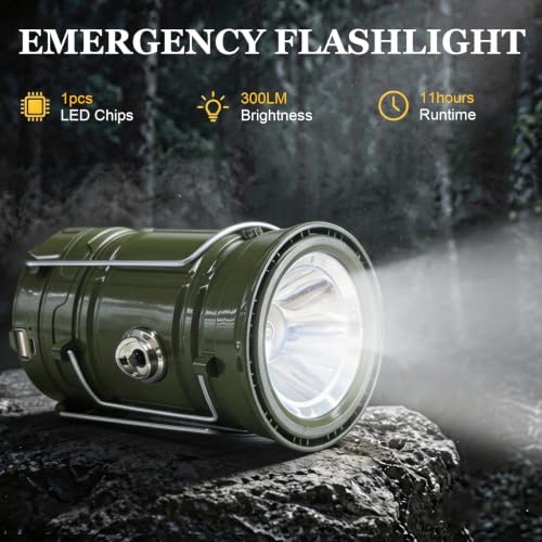 Solar Camping Lantern & Emergency Flashlight – Collapsible, Rechargeable, Waterproof LED Lantern
