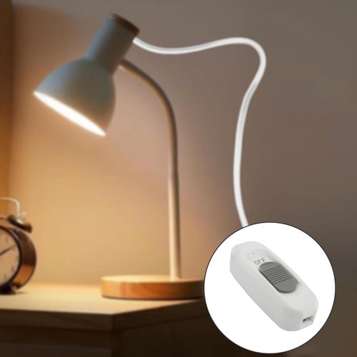 ZZLZX 2PCS In Line Toggle Switch Desk Lamp Bedside Midway Switch 3A 125V Self Locking Wire Switch Electrical Pushbutton Anti Collision Anti Miss Switch White