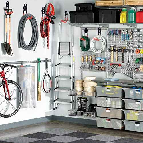 16 Pack Steel Wall Mount Garage Storage Hooks with Anti-Slip Coating, Heavy Duty, Hooks, for Hanging Bike, Ladder, Garden Tools