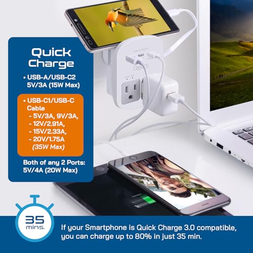 Ceptics Beige 35W Universal Travel Adapter Kit with Surge Protection