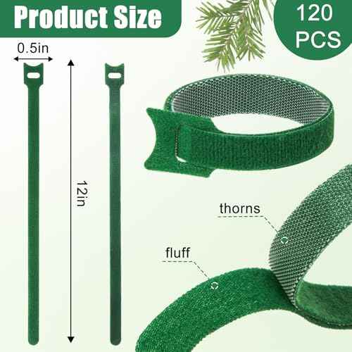 120 Pcs Christmas Garland Ties, 12" Adjustable Holiday Garland Ties, Reusable Nylon Garden Plant Cable Straps Xmas Tree Railing Tie Wreath Garlands Hanger for Stairs Door Banister Decoration (Green)