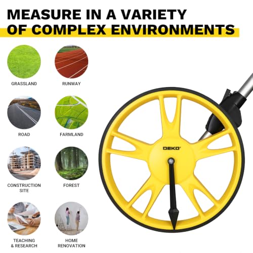 DEKOPRO 12-Inch Measuring Wheel with 99,999.9 Ft Capacity, Portable No-Reset Wheel