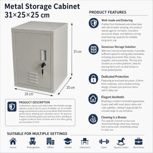 Lockable Metal Storage Cabinet With 2 Compartments – Home Office Locker